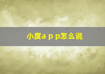 小度a p p怎么说